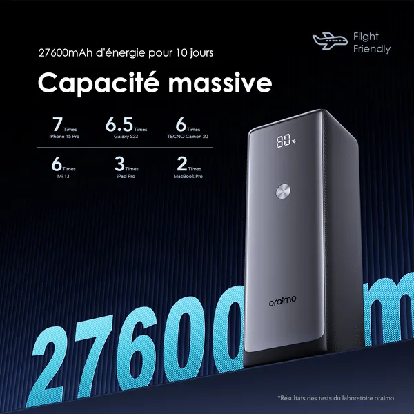 Oraimo PowerJet 130 27600mAh 130W Power Bank - Vue 5