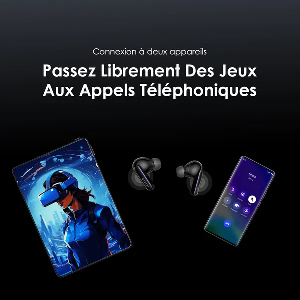 Oraimo SpaceBuds Ecouteurs à réduction de bruit ANC 50dB avec personnalisation des commandes vocales - Vue 3