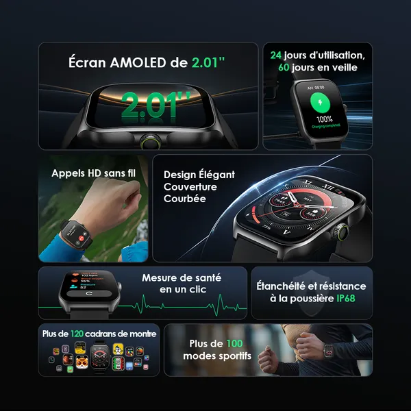 Oraimo Watch Nova AM Montre intelligente à écran AMOLED  - Vue 3