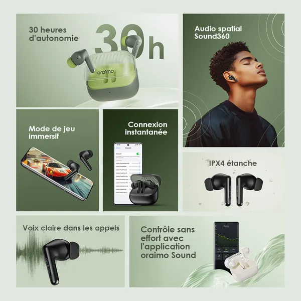 Oraimo SpaceBuds Neo Véritables écouteurs spatiaux sans fil - Vue 11