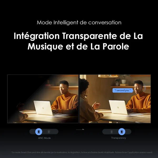 Oraimo SpaceBuds Ecouteurs à réduction de bruit ANC 50dB avec personnalisation des commandes vocales - Vue 11