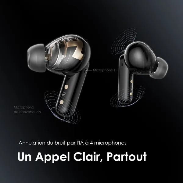 Oraimo SpaceBuds Ecouteurs à réduction de bruit ANC 50dB avec personnalisation des commandes vocales - Vue 13